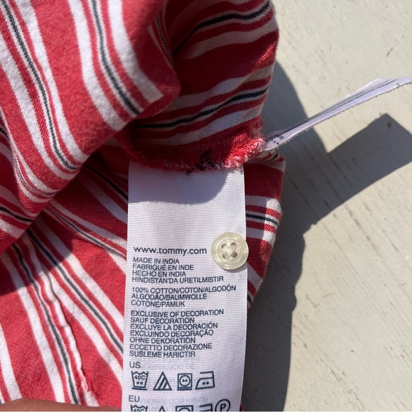 Women's Tommy Hilfiger Shirt Red Striped S Preppy 90s Normcore Yacht Collegiate - Picture 7 of 11